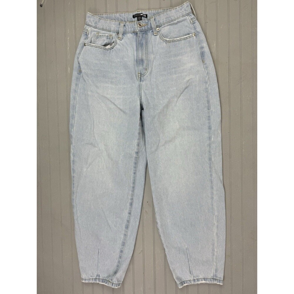 Fashion Nova Size 7 28 Womens Jeans Wide Leg Ankle High Rise Light Wash Cotton